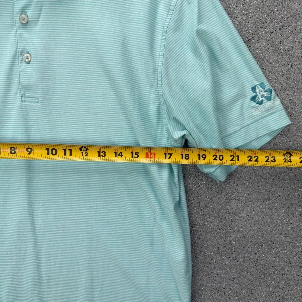 Ballyneal Linksoul Mens M Polo Shirt Mint Green White Stripe Golf Luxury - Picture 5 of 12